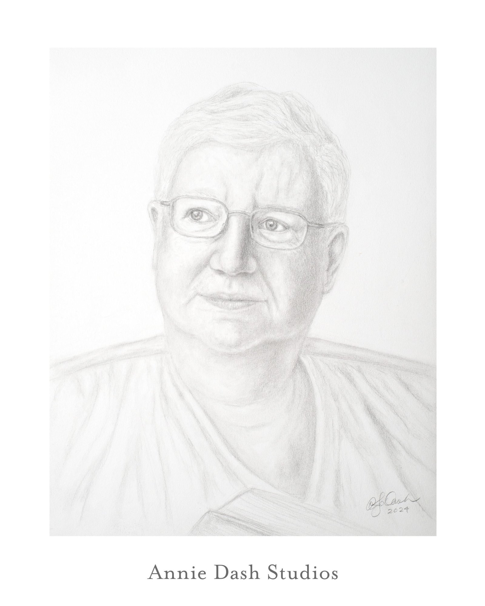 graphite portrait grayscale drawing of man looking to the side