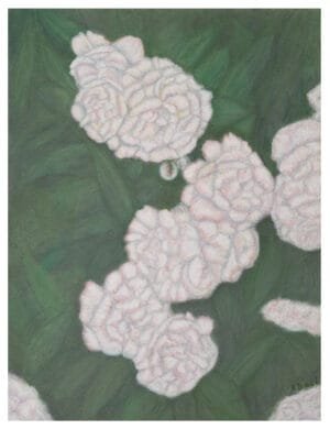 Peonies pastel floral portrait print by Annie Dash Studios