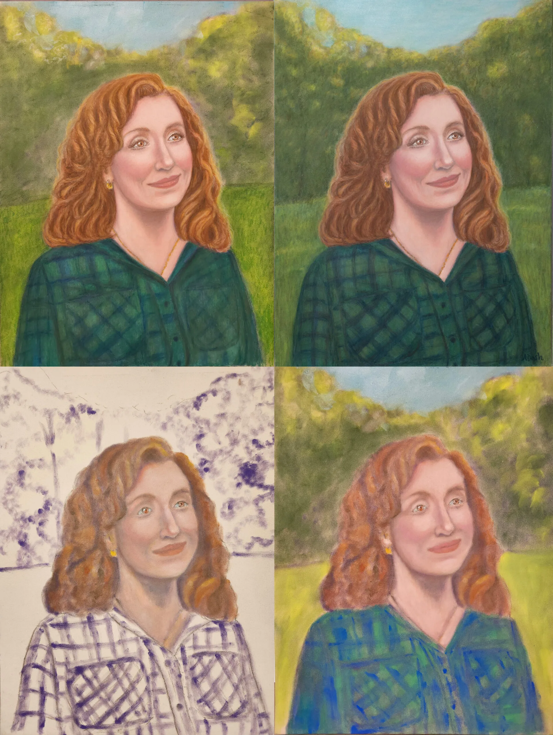 collage of six work in progress images 