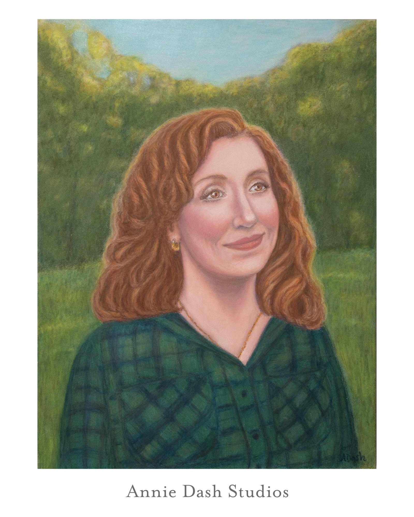 Kathleen by Annie Dash Studios social media Pastel portrait of woman looking to the side