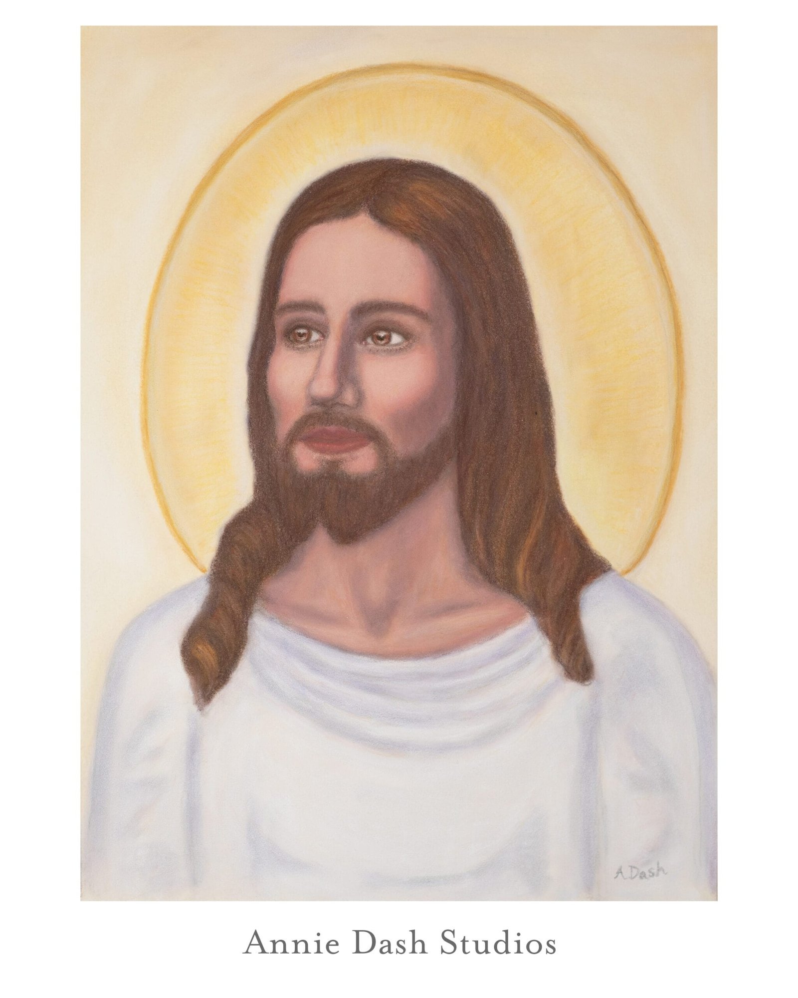 Pastel portrait of Jesus Christ, Our Savior by Annie Dash Studios