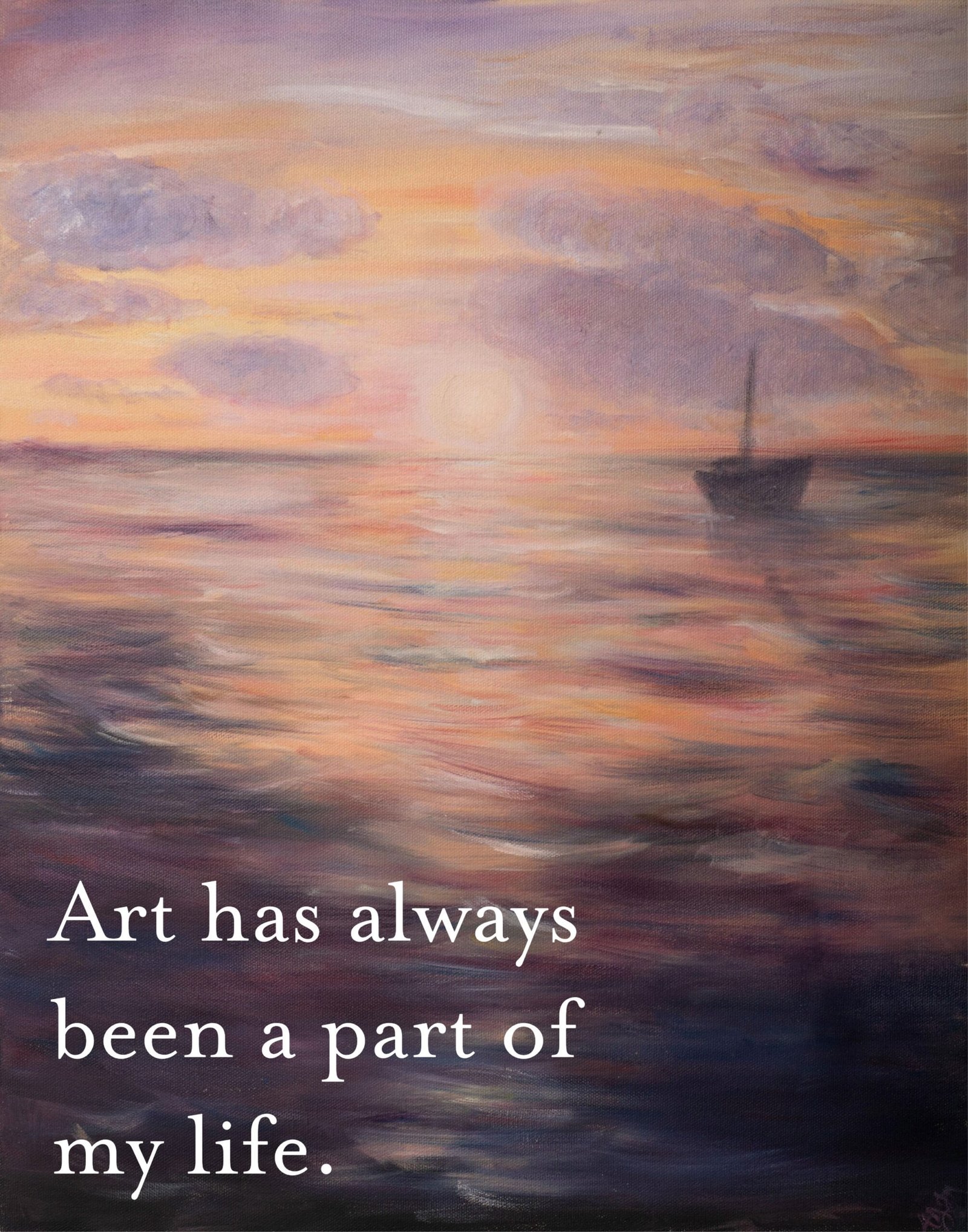 Slide 6 Oil painting of orange purple sunset seascape